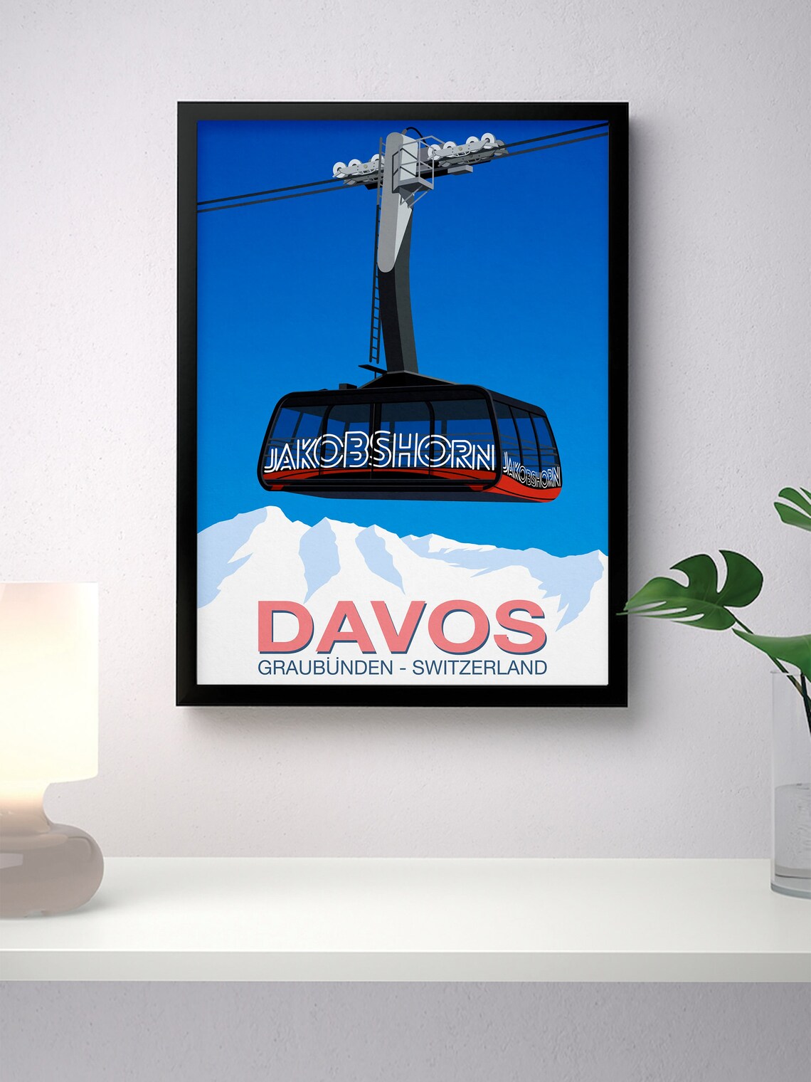 Davos Ski Resort Travel Poster, Snow Sports Print - Image 4