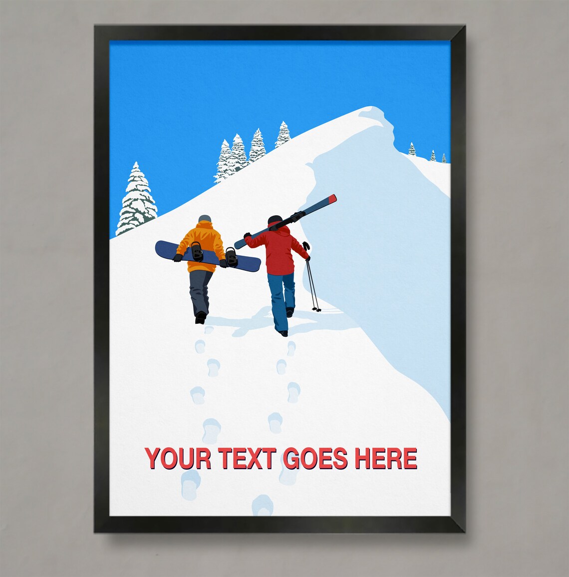 Personalized Ski Art Poster, Custom Ski Gift