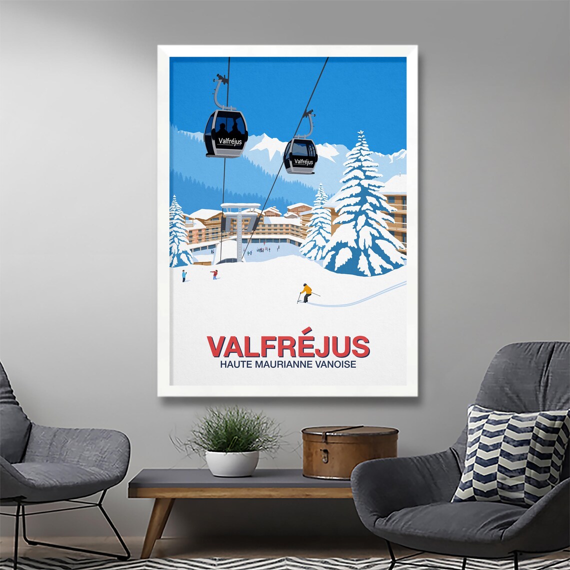 Valfrejus Ski Poster Ski Resort Poster Ski Print Ski Poster Valfrejus Ski Resort Print Valfrejus Ski Print Valfrejus Skiing Poster - Image 2