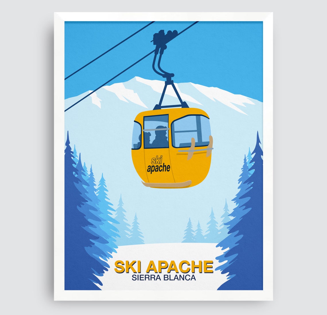 Ski Apache Sierra Blanca Yellow Gondola Vintage Travel Poster - Image 4