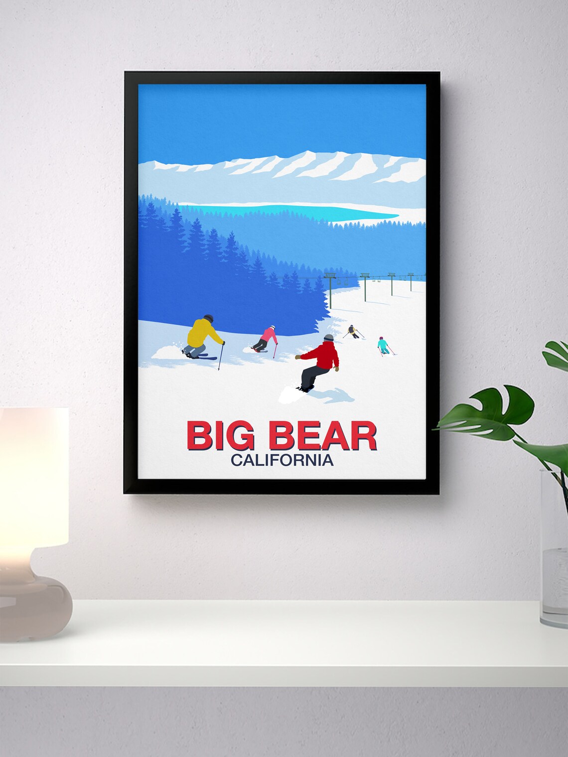 Big Bear California Ski Poster Chairlift Lake Pines Vintage Art - Image 4