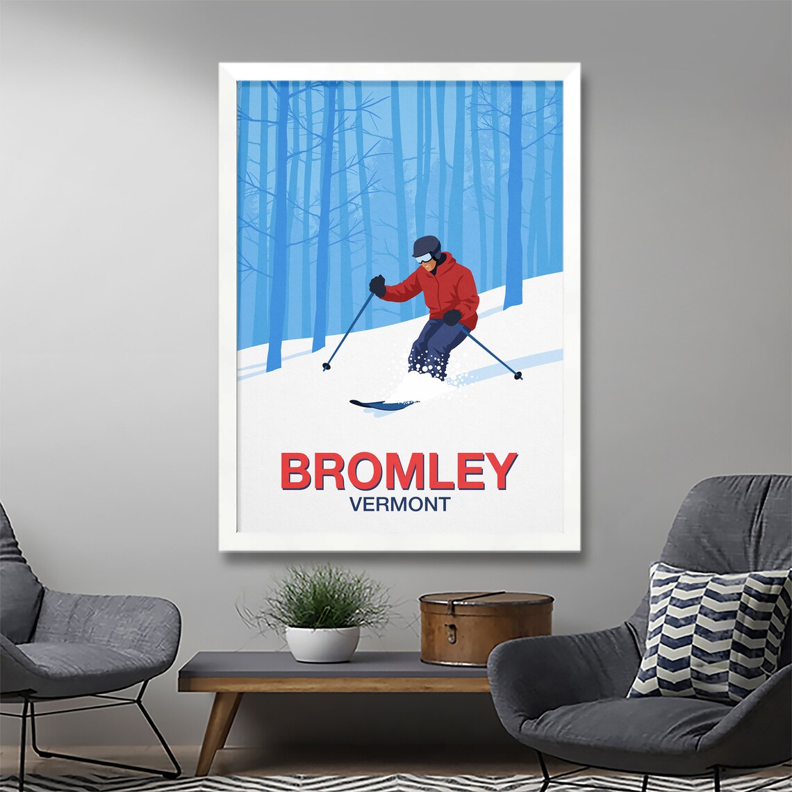 Bromley Ski Resort Vintage Travel Poster - Image 2