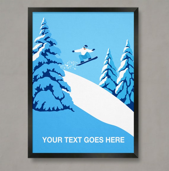Personalised Snowboarder Jumping Poster Snowboard Print Custom Snowboard Print Snowboarding Poster Snowboard Poster Snowboarding Gift