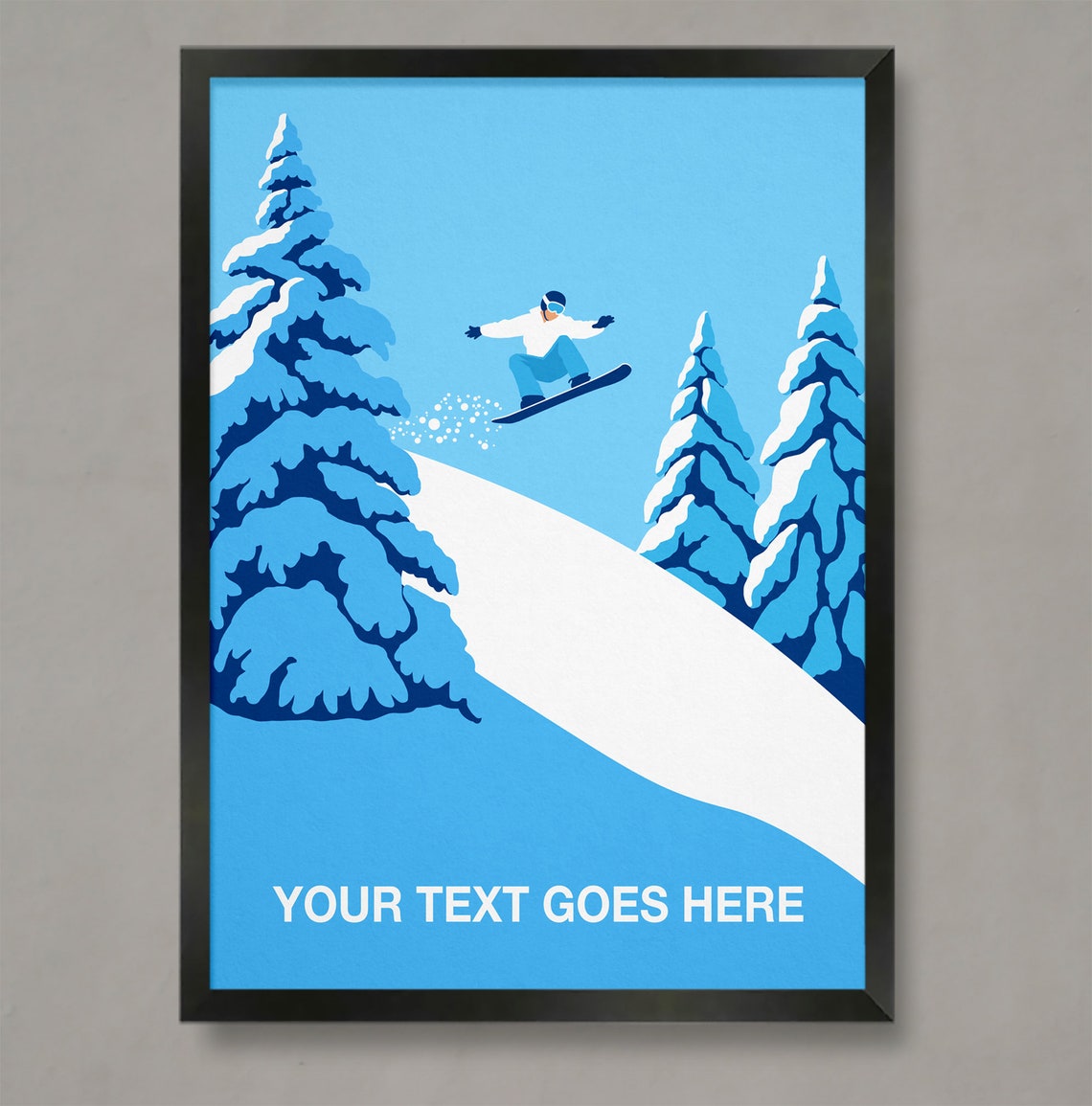 Personalised Snowboarder Jump Custom Text Snowboard Gift Poster