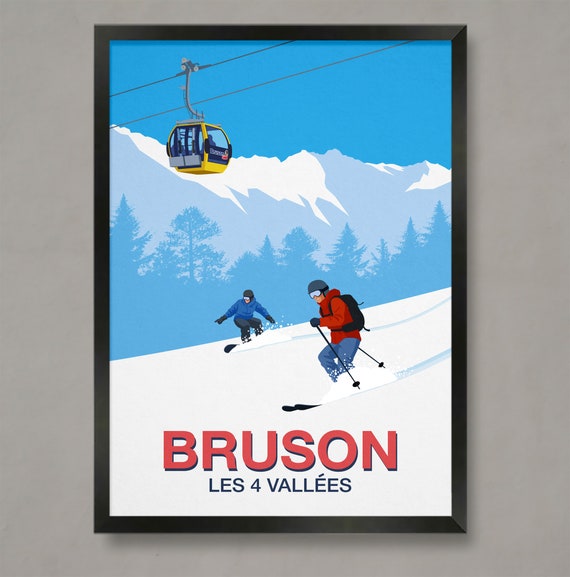 Bruson Ski Poster Ski Resort Poster Ski Print Bruson Ski Poster Bruson Ski Resort Bruson Ski Print 4 Vallees Poster Bruson Skier