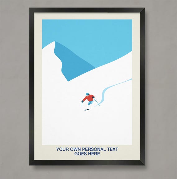Personalised Powder Skier Poster Personalised Ski Gift Custom Ski Art Personalised Ski Art Customised Ski Customised Ski Print