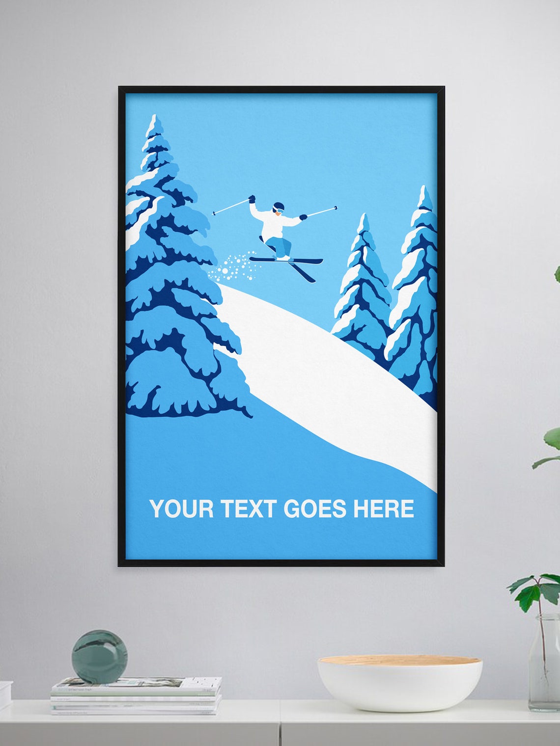 Personalised Ski Jumper Custom Text Alpine Skiing Gift Poster - Image 2