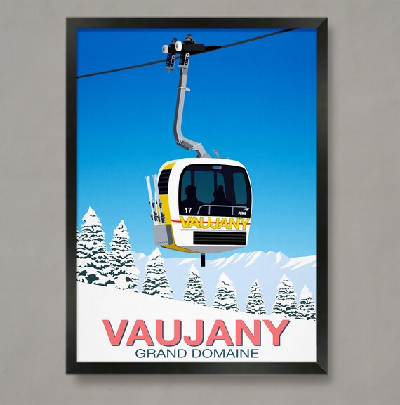 Vaujany Vintage Gondola Travel Poster