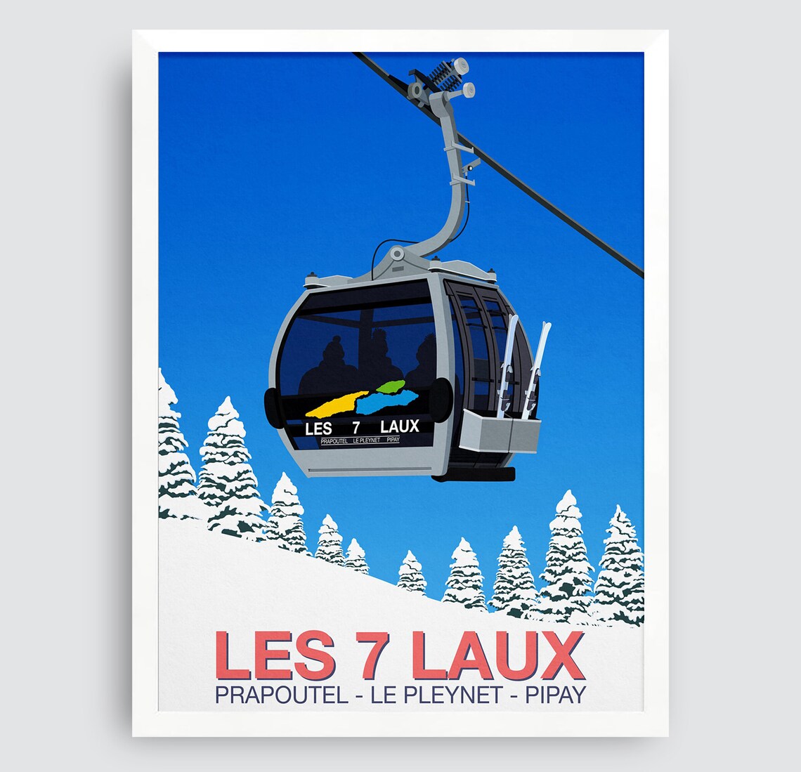 Les 7 Laux Gondola French Alps Cable Car Vintage Ski Art Poster - Image 3