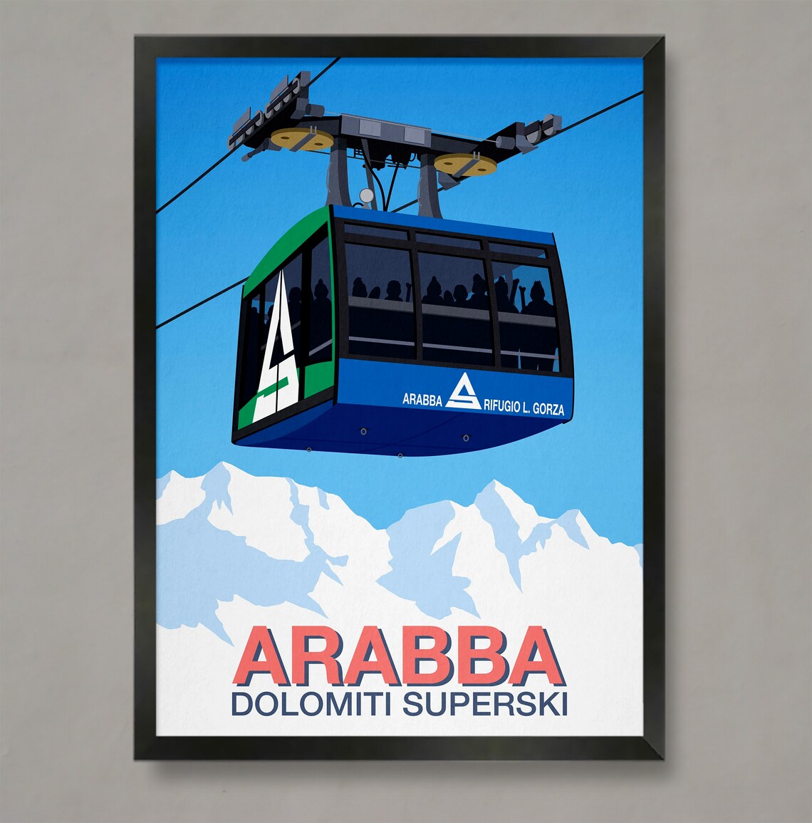 Arabba Ski Resort Poster, Ski Travel Poster