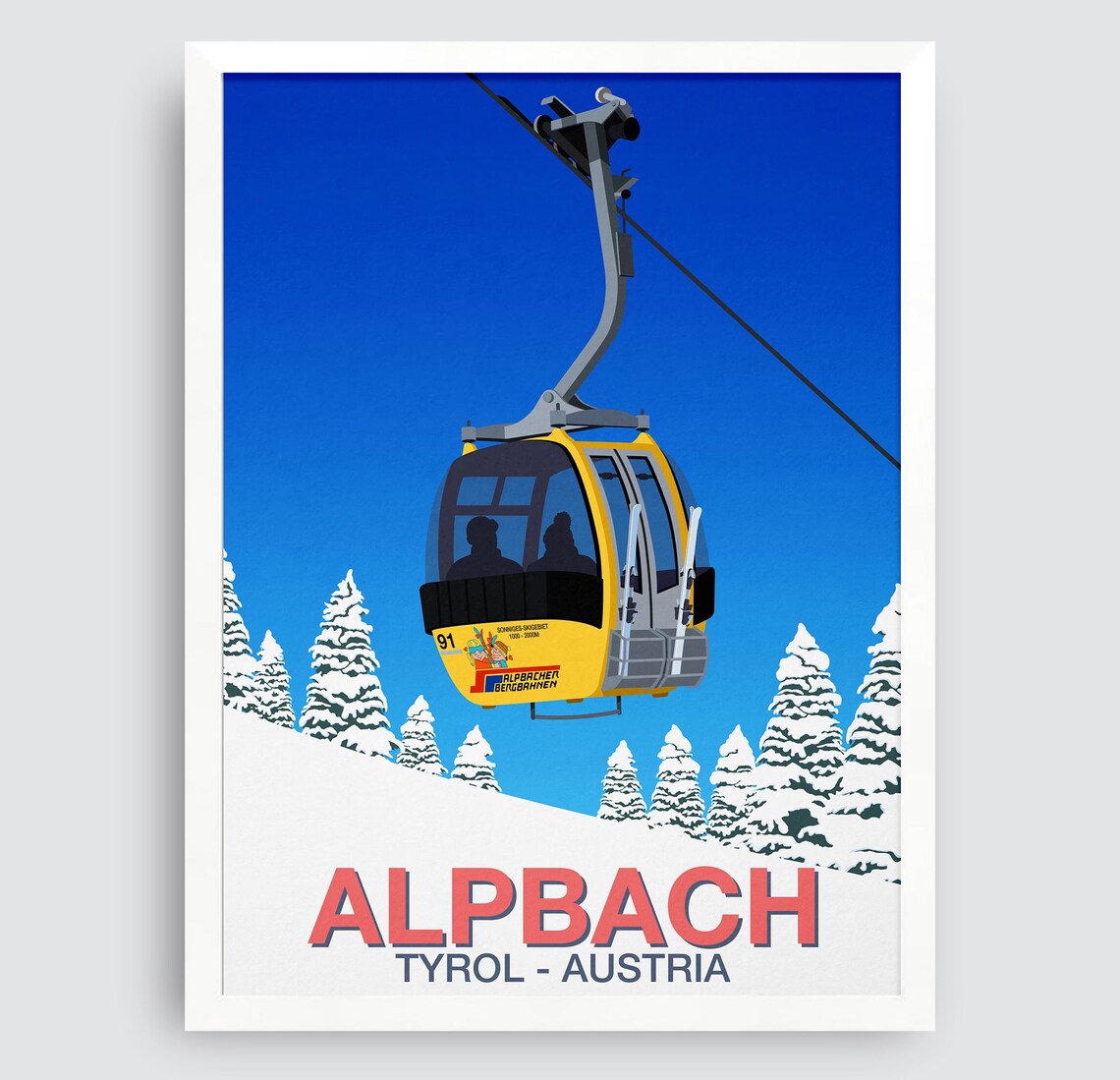Alpbach Ski Resort Travel Poster - Image 3