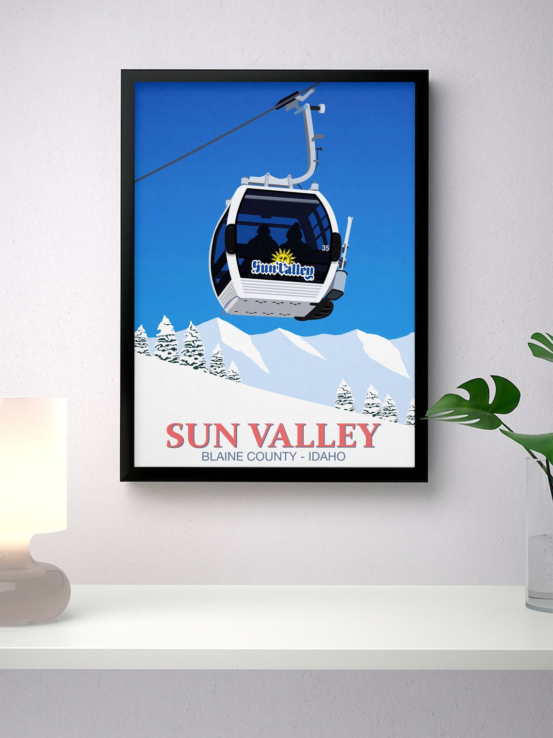 Sun Valley Idaho Gondola Cable Car Cabin Snowy Mountain Travel Poster - Image 4