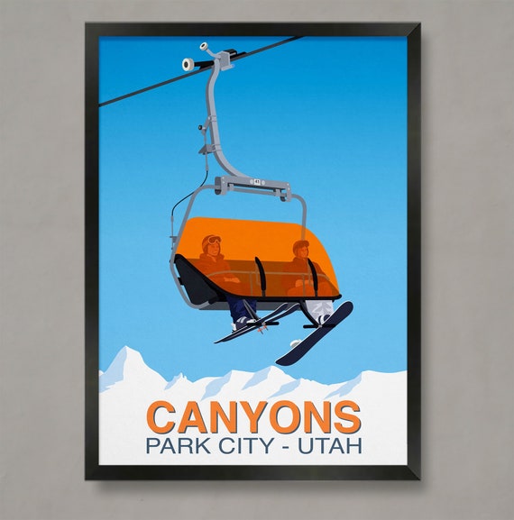 Canyons Ski Poster Ski Resort Poster Ski Print Snowboard Poster Ski Gifts Ski Poster