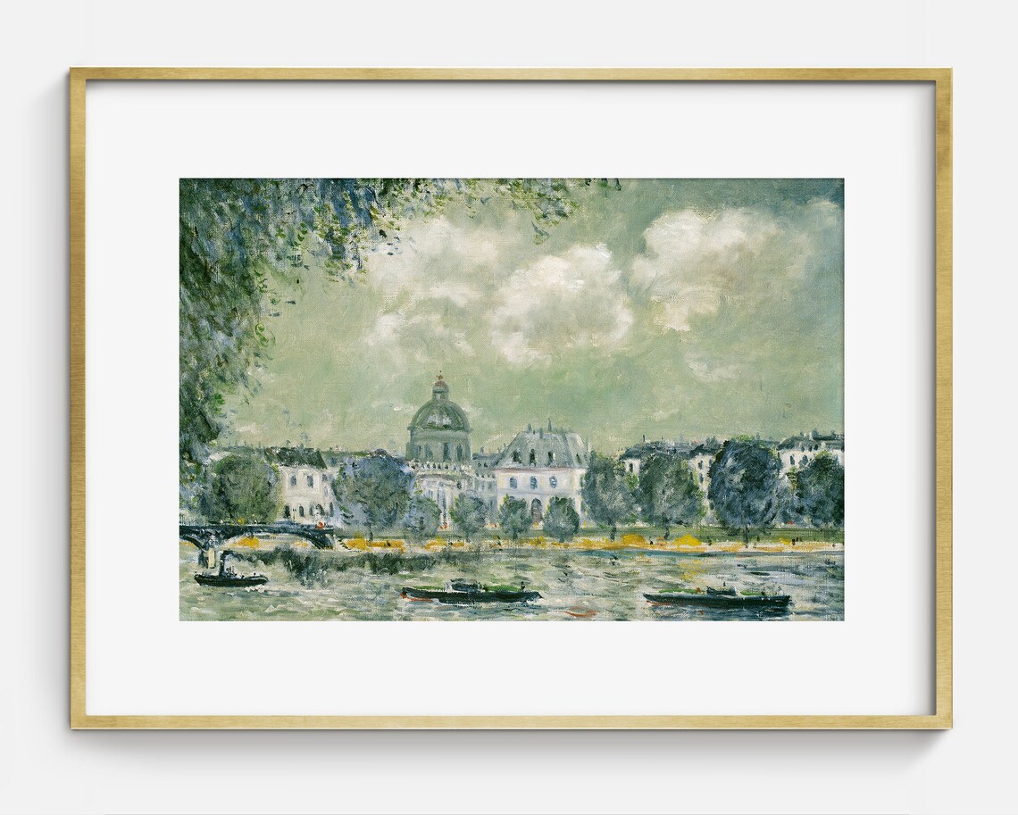Vintage Paris Seine River Oil Painting Art Print - Image 2