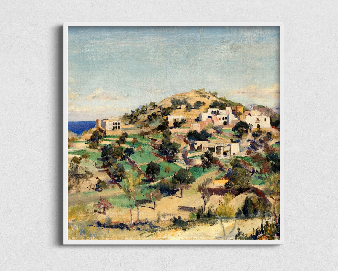Square Mexican Landscape, Vintage Tropical Art Print