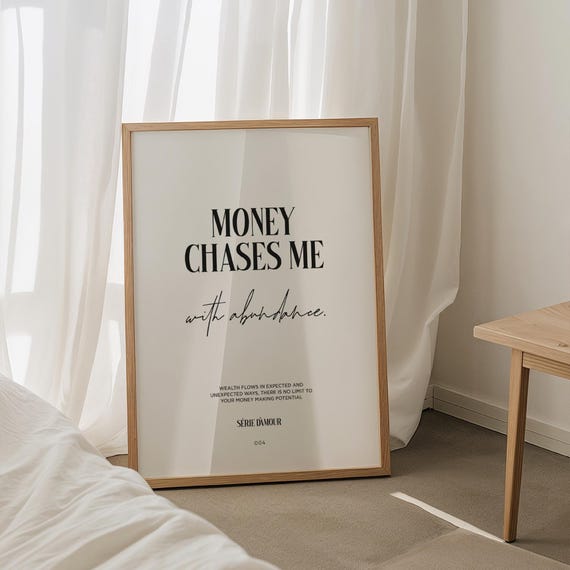 Wealth Affirmation Print Minimalist Money Quote Poster