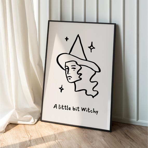 Boho Witch Line Art Print Abstract Witchy Halloween Decor