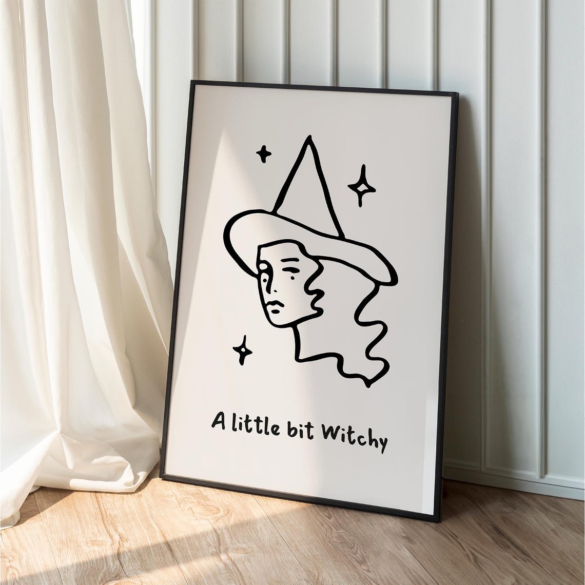A Little Bit Witchy Minimalist Line Art Halloween Witch Hat Print