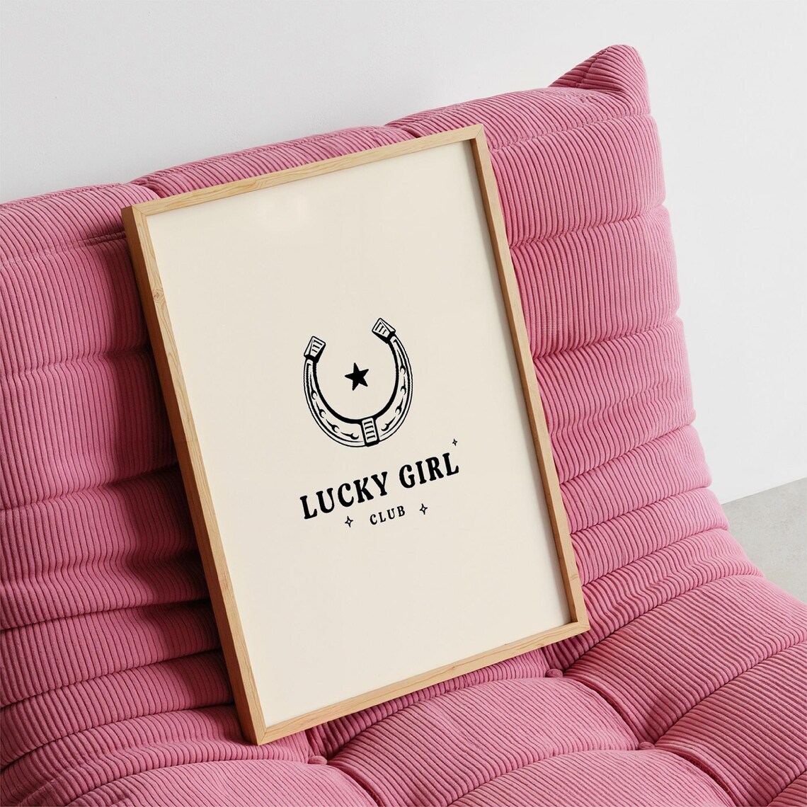 Lucky Girl Club Horseshoe Western Retro Cowgirl Decor Poster