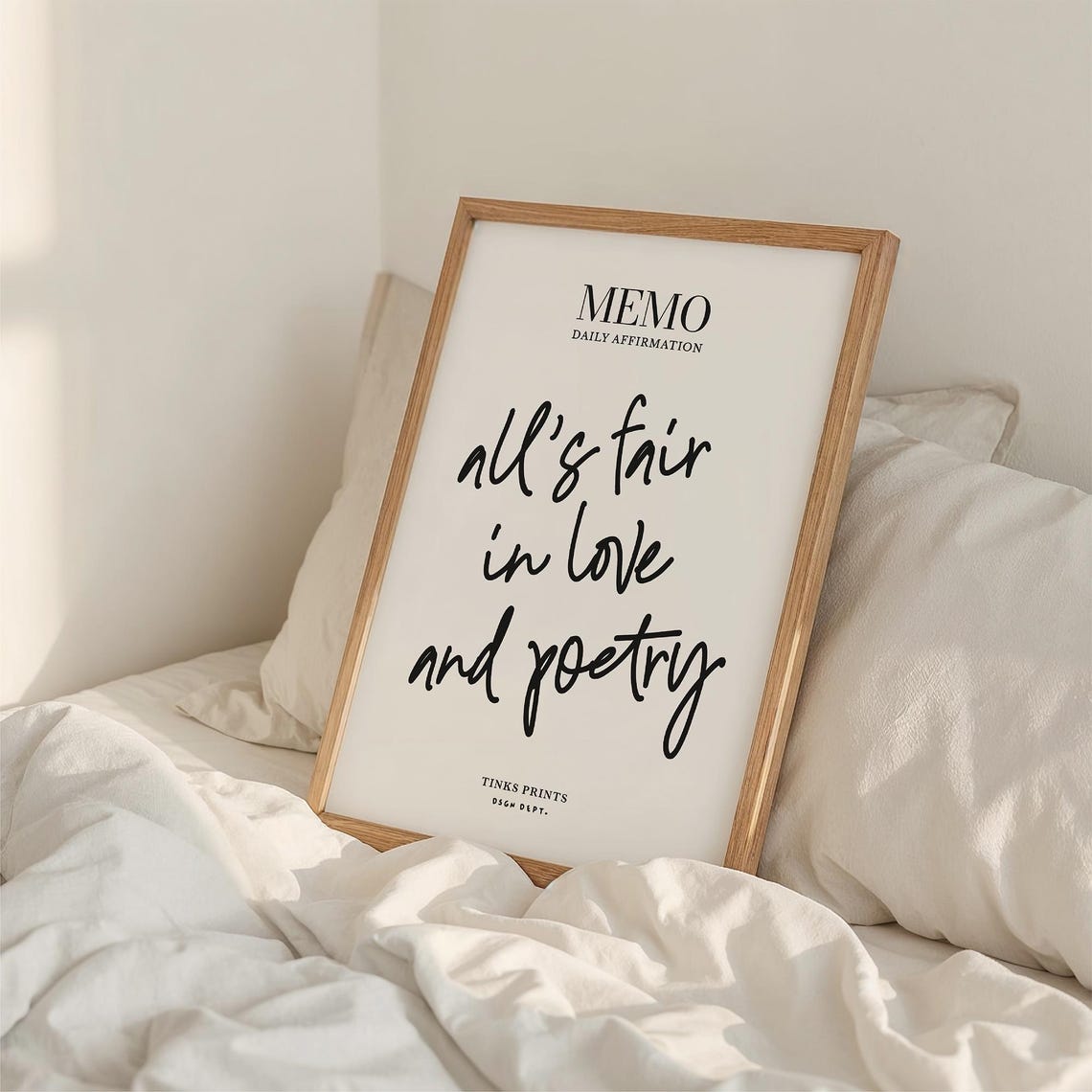 All's Fair in Love and Poetry Handwritten Affirmation Memo Poster