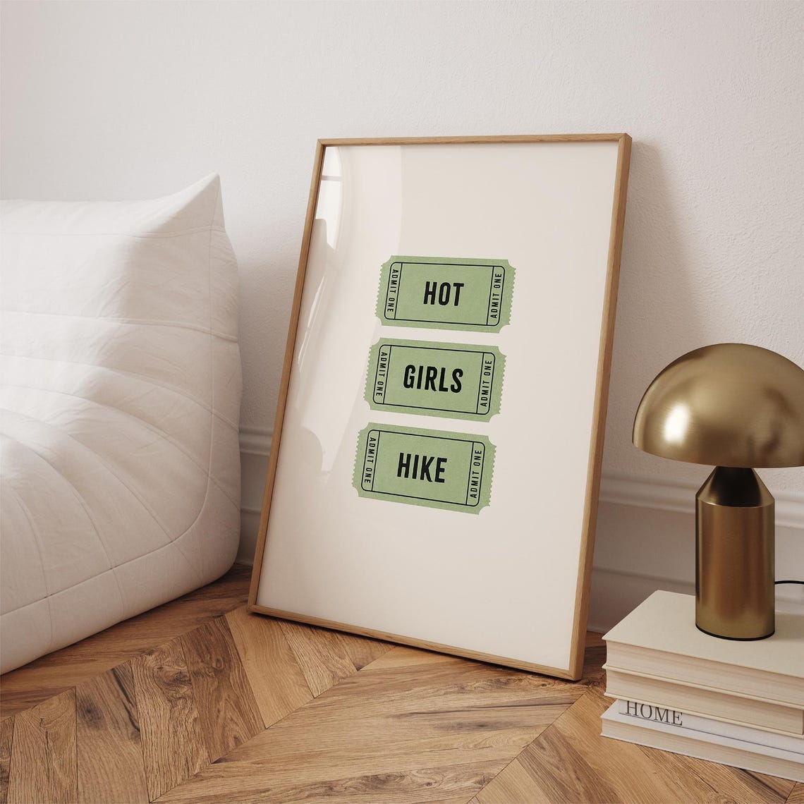 Hot Girls Hike Print Retro Green Vintage Ticket Travel Poster