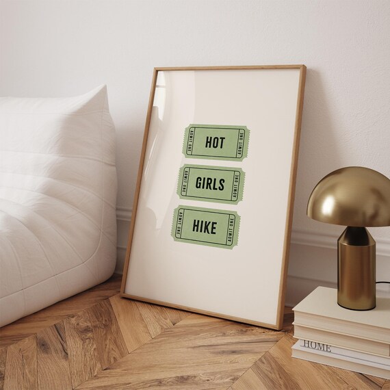 Hot Girls Hike Green Admit One Tickets Retro Outdoor Art Print