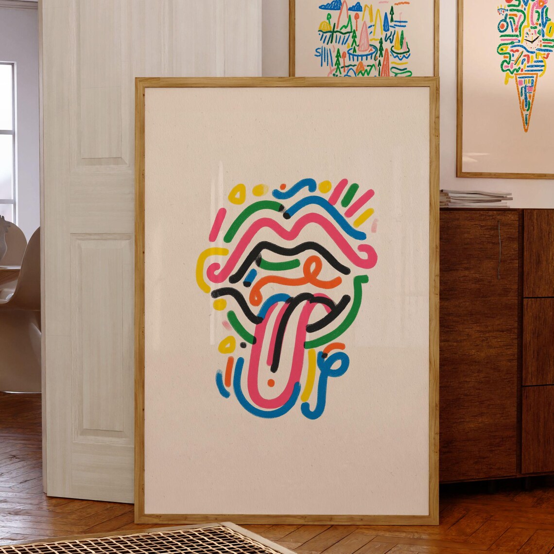 Pop Art Lips and Tongue, Modern Minimal Poster