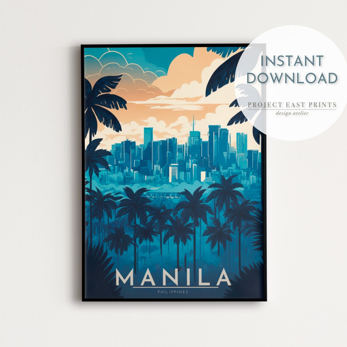 Manila Retro Travel Poster, Philippines Art Print