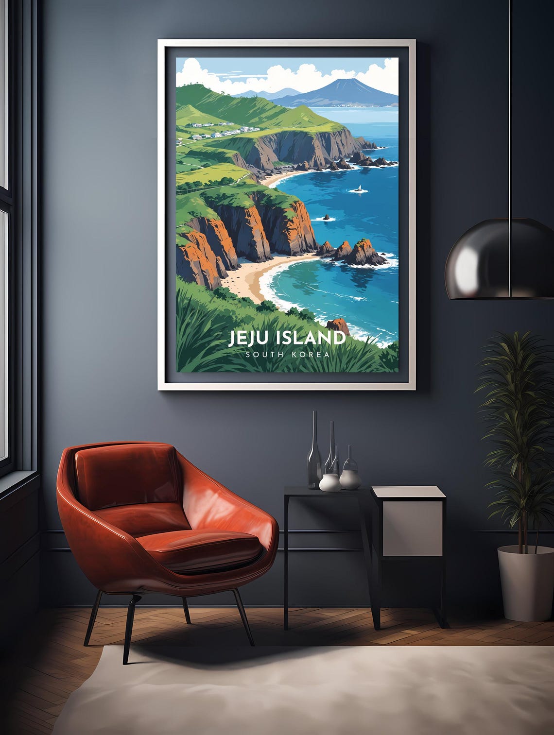 Scenic Jeju Island South Korea Coastal Cliffs Cove Travel Poster - Image 2