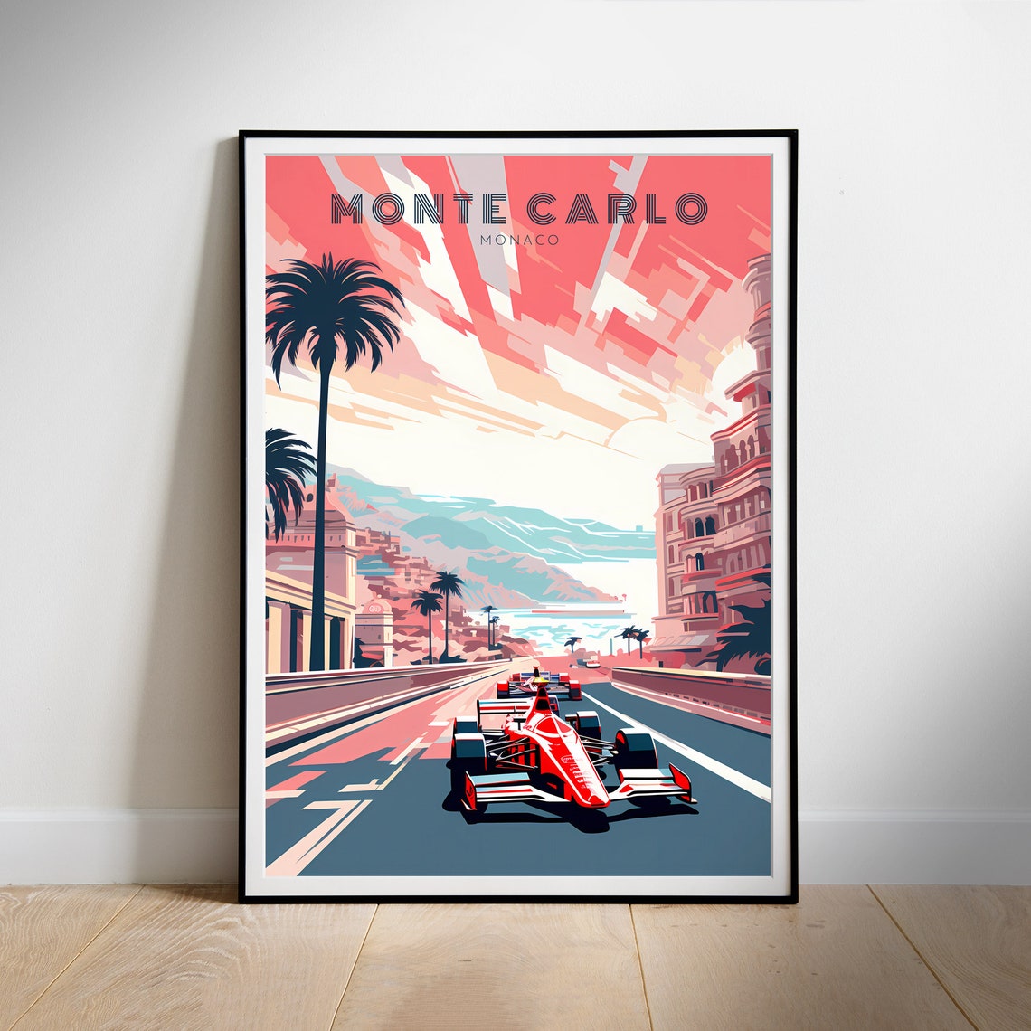 Monte Carlo Monaco Formula Race Car Grand Prix Travel Poster