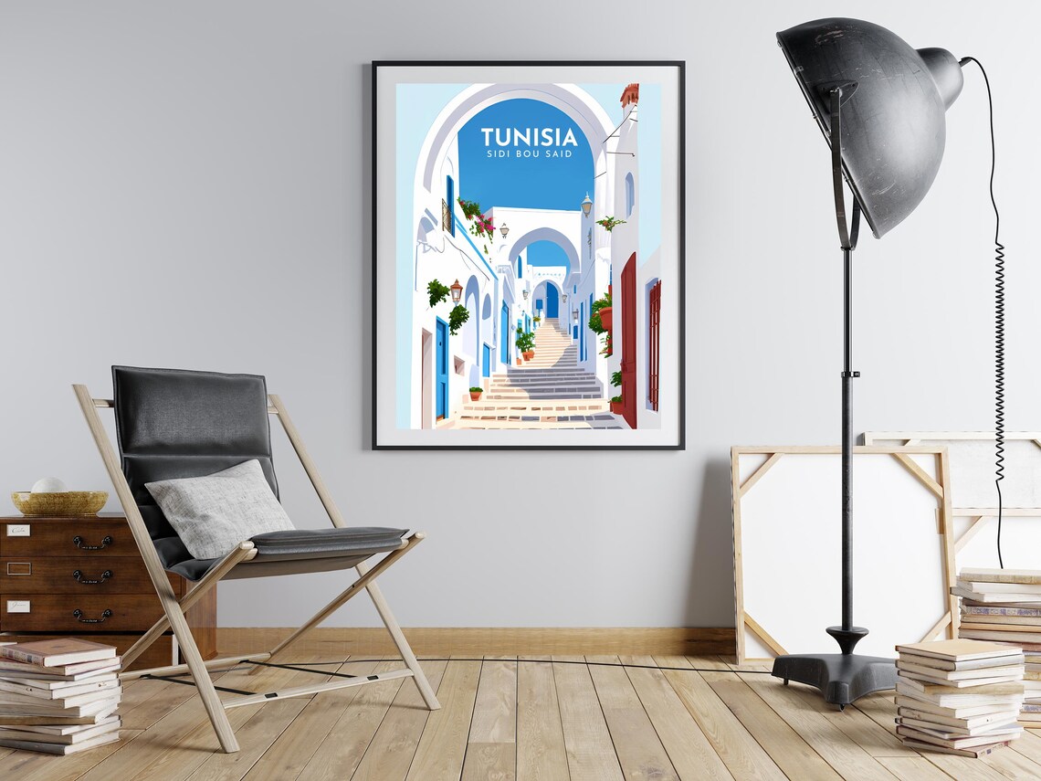 Tunisia Travel Retro Poster, Sidi Bou Said - Image 2