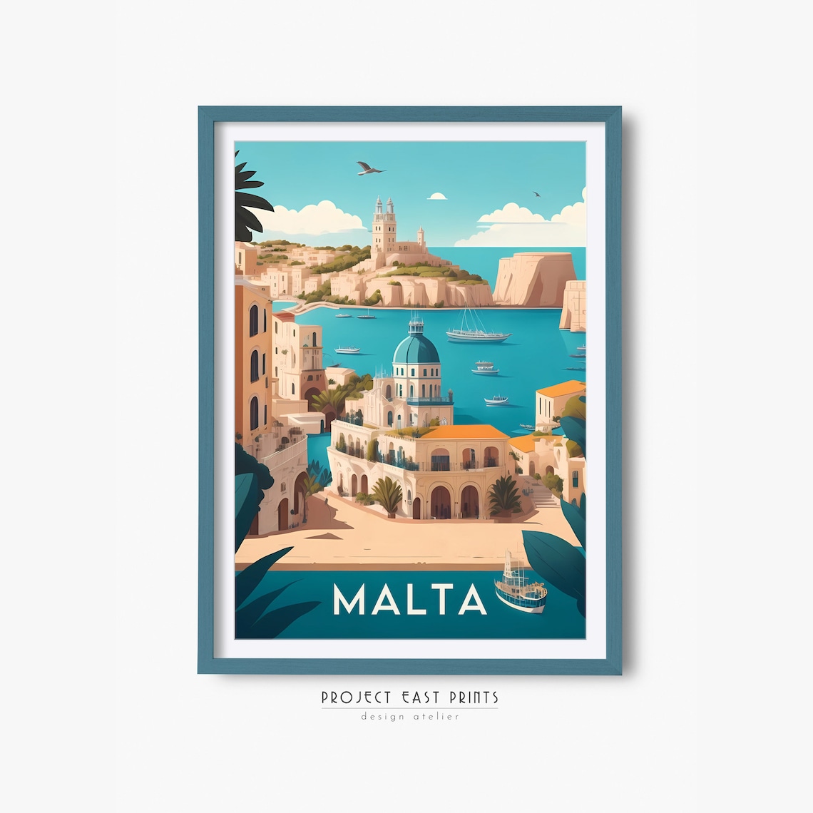 Malta Retro Travel Poster, Travel Poster Print