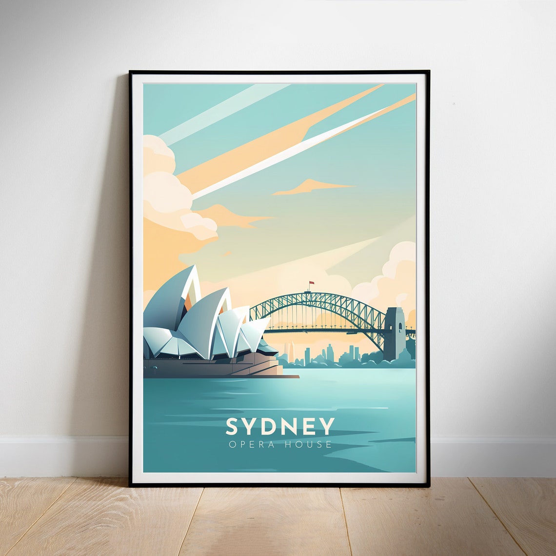 Sydney Opera House Retro Harbour Bridge Cityscape Travel Poster