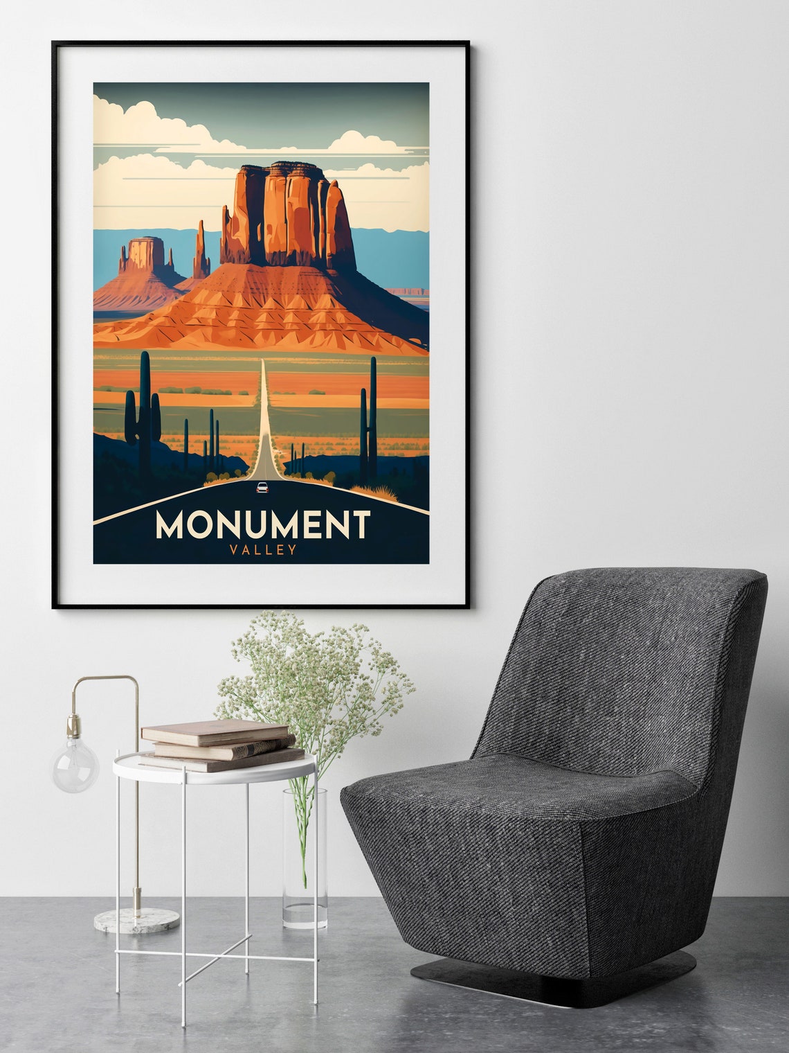 Monument Valley Desert Highway Red Buttes Retro Travel Poster - Image 2