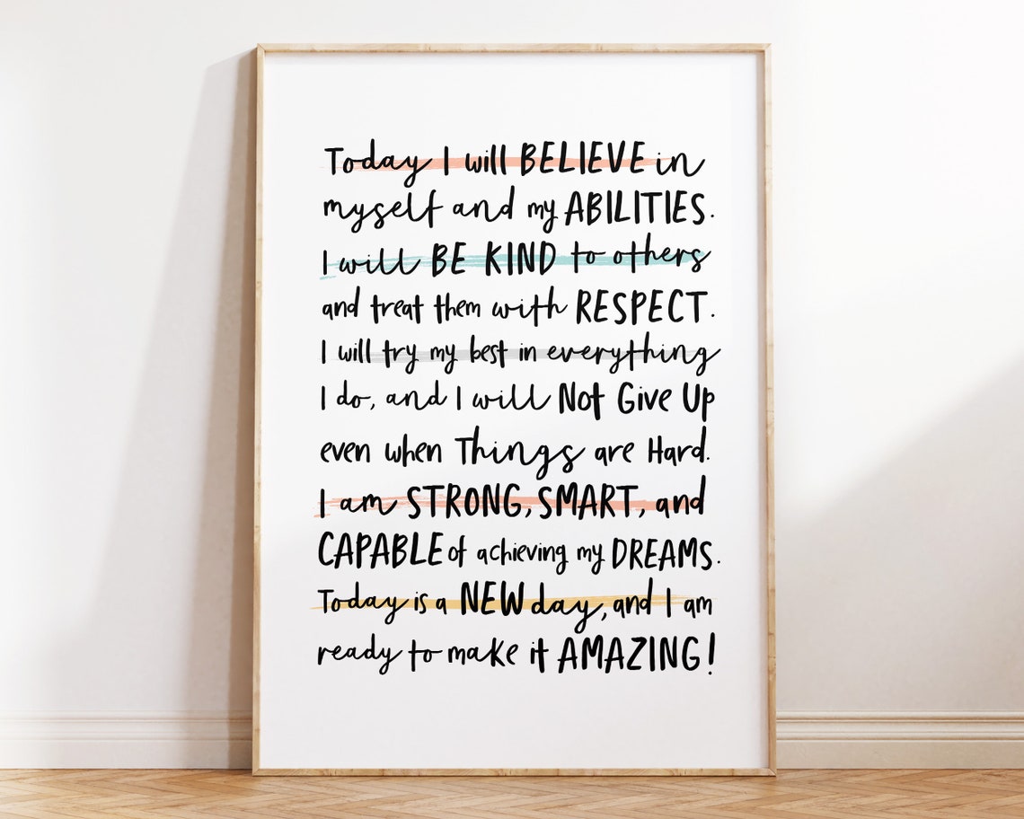 Today I Will Believe In Myself Daily Affirmations Wall Poster - Image 2