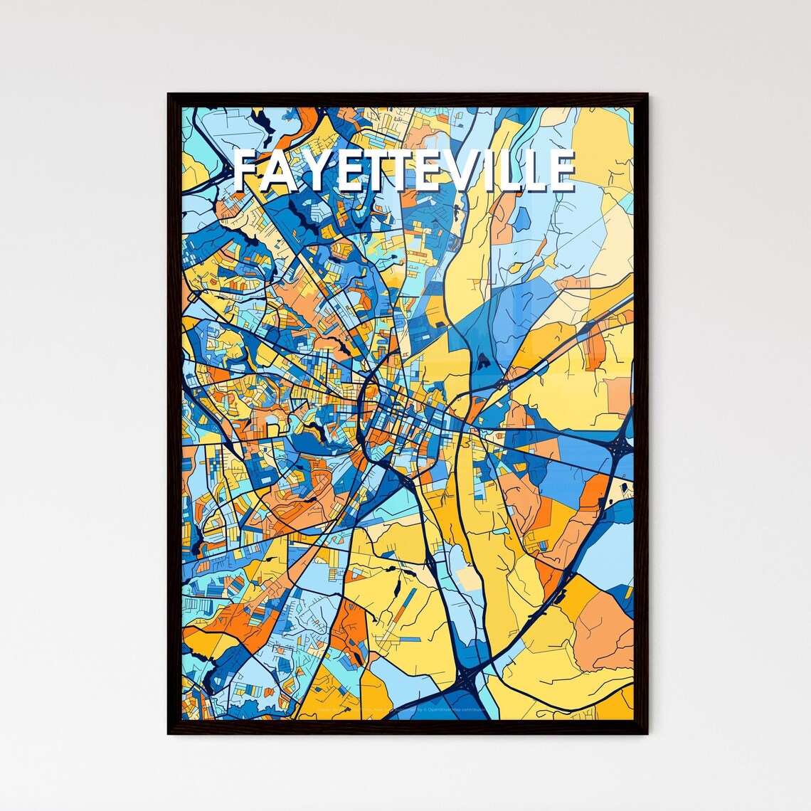 Fayetteville North Carolina Colorful City Map Art Home Decor Poster