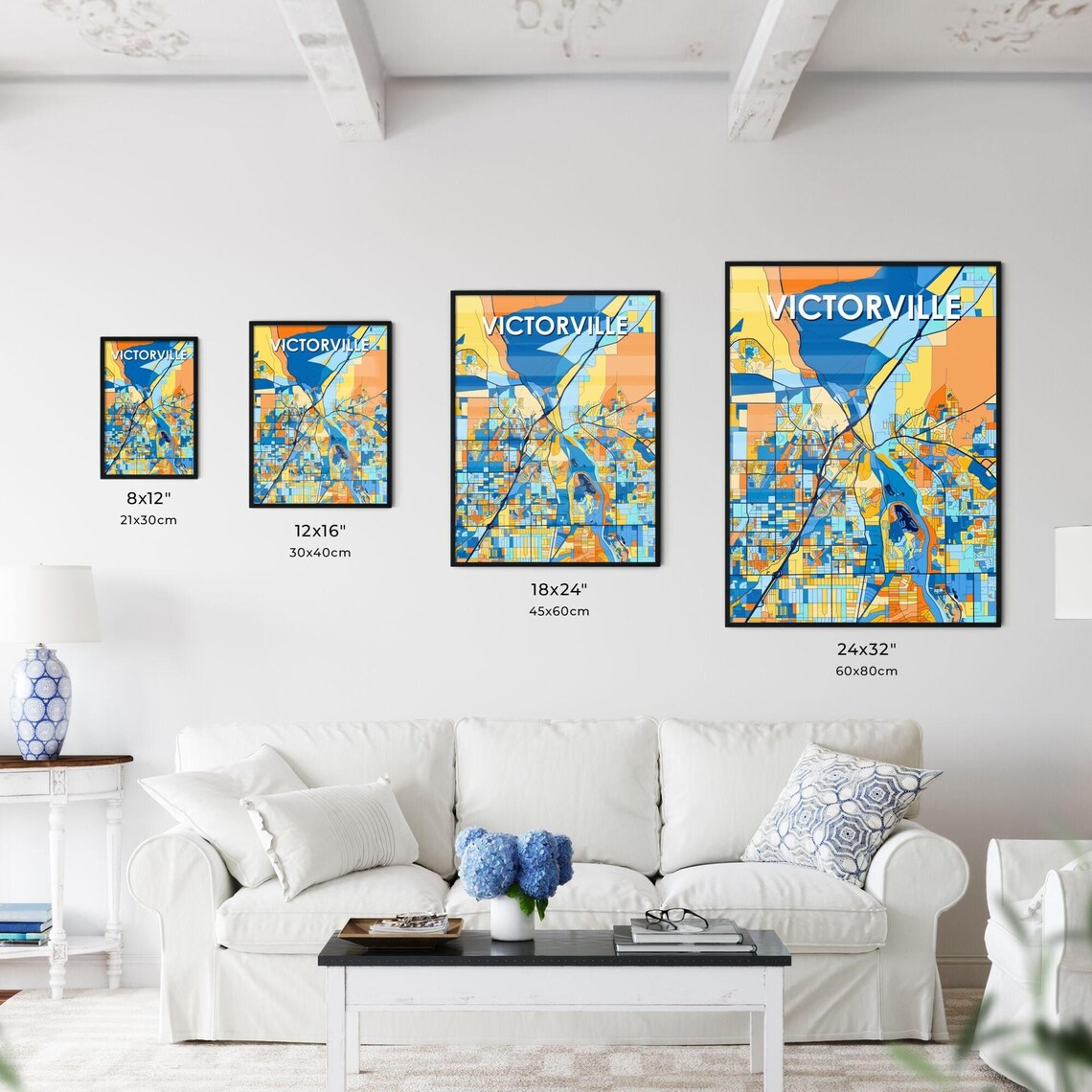 Victorville California Colorful Modern City Map Poster for Home and Office - Image 3
