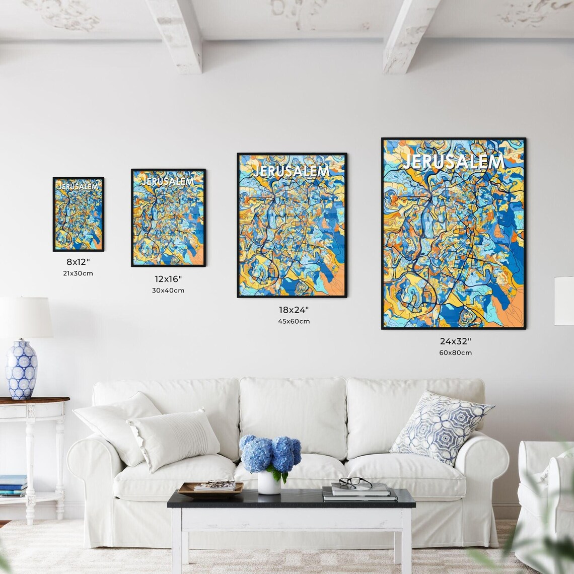 Jerusalem Israel Colorful Modern City Street Map Travel Decor Poster - Image 3