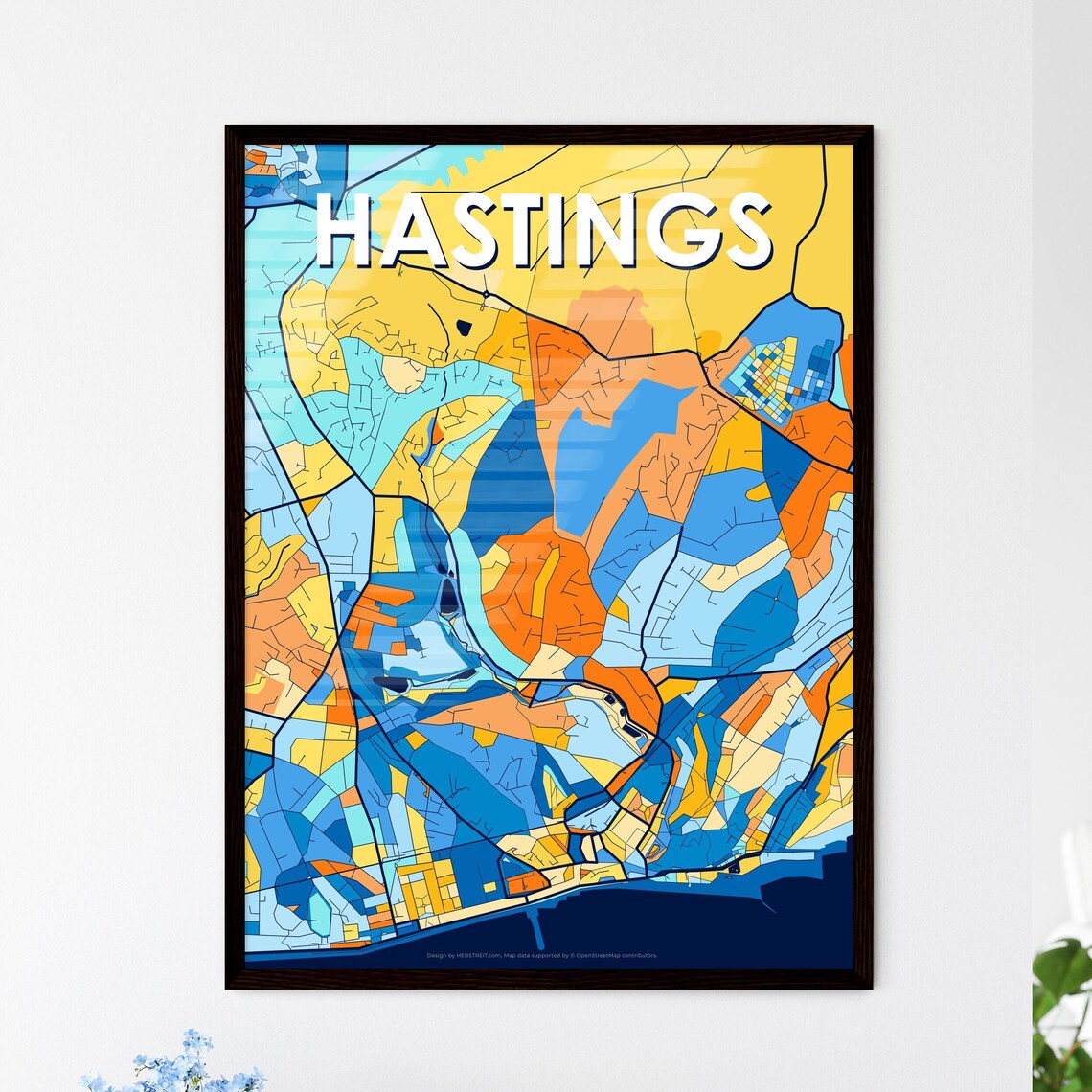 Hastings England Colorful Vibrant City Street Map Art Poster