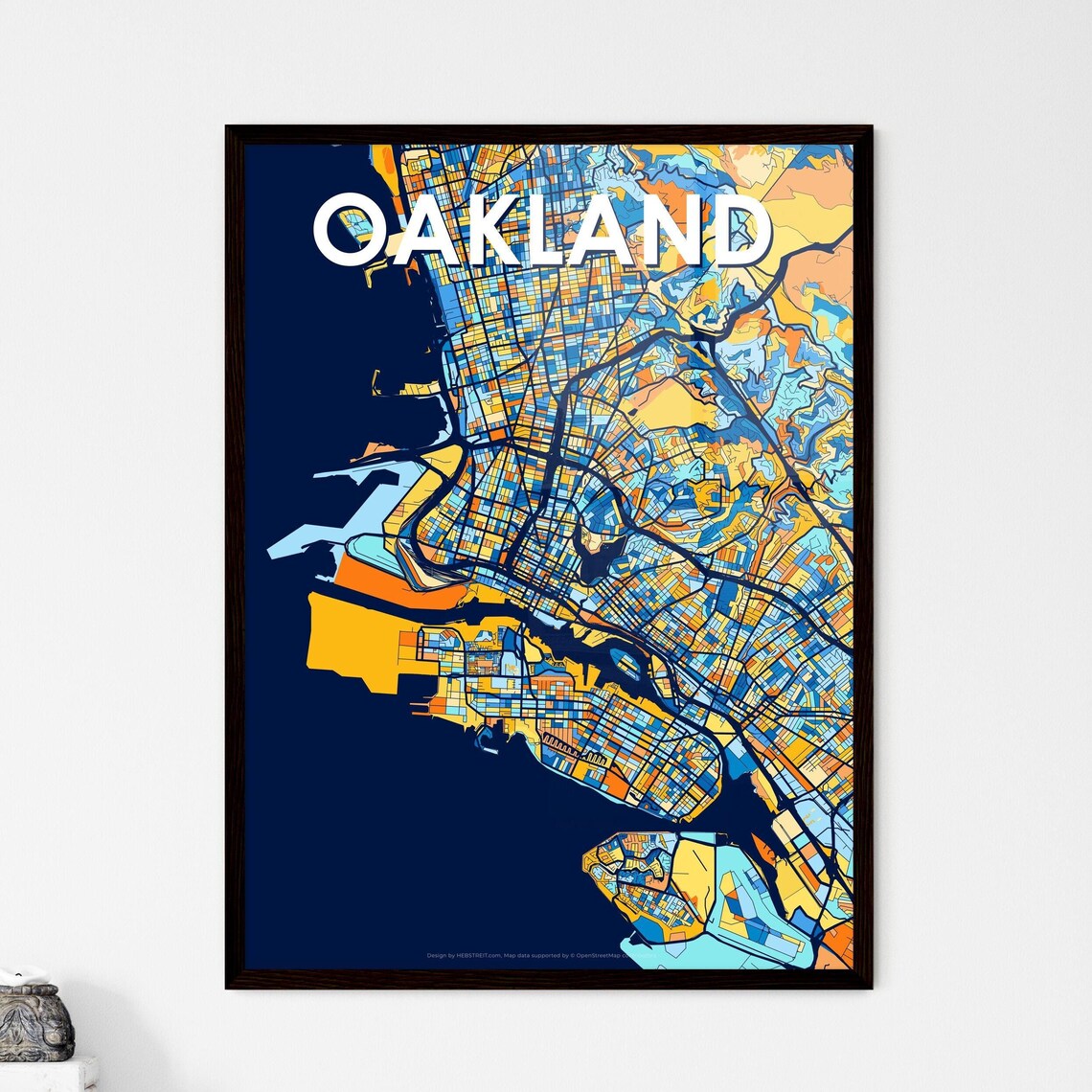 Oakland California Colorful Geometric City Street Map Poster