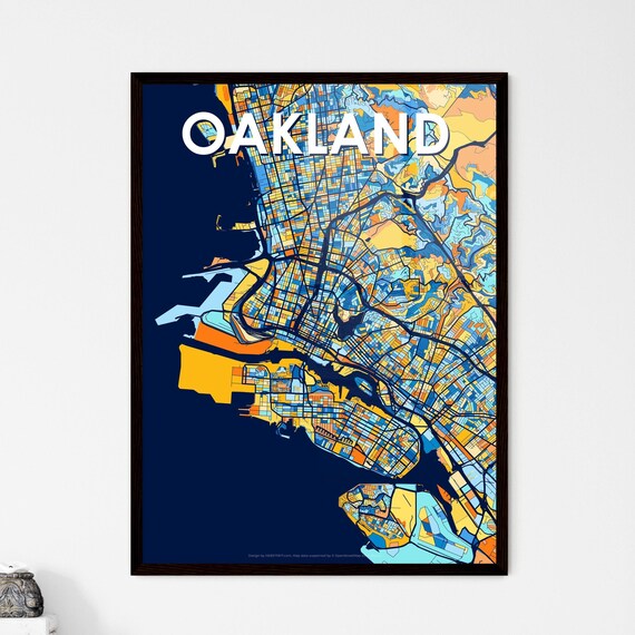 Oakland California Colorful Geometric City Street Map Poster