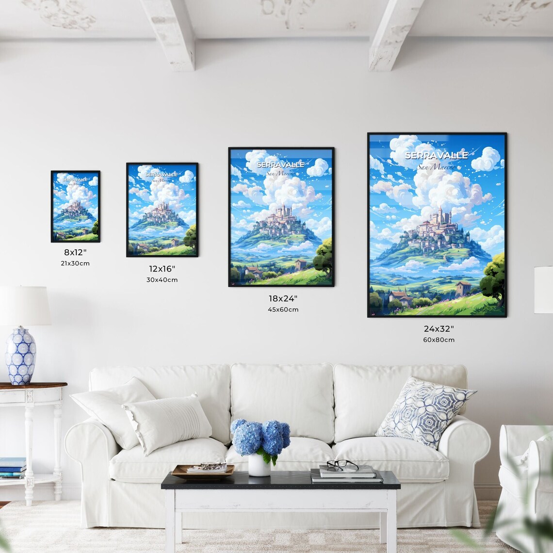 Serravalle San Marino Poster Hilltop Castle Illustrated Travel Skyline Art - Image 3