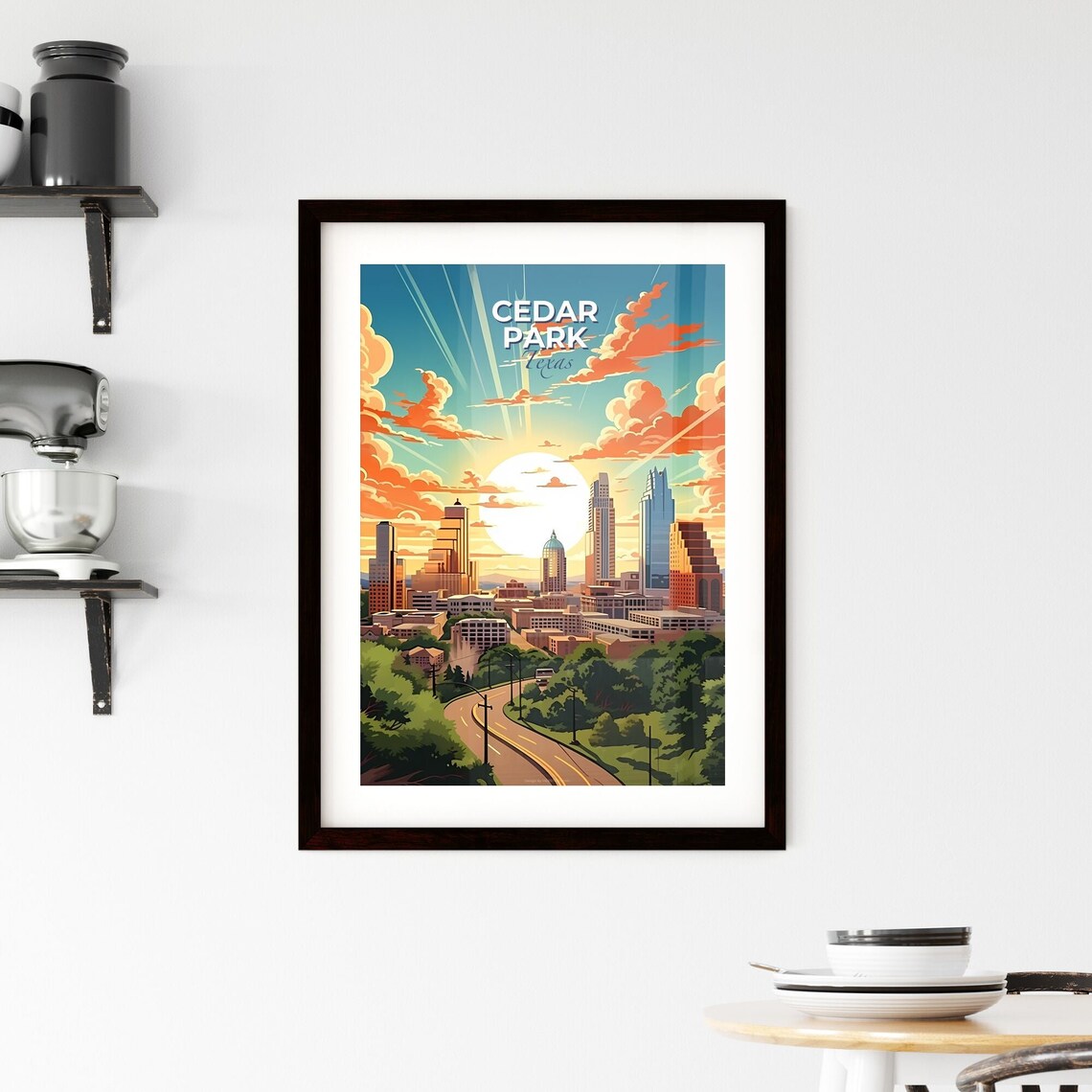 Cedar Park Texas Golden Sunset Skyline Boulevard Travel Poster - Image 2