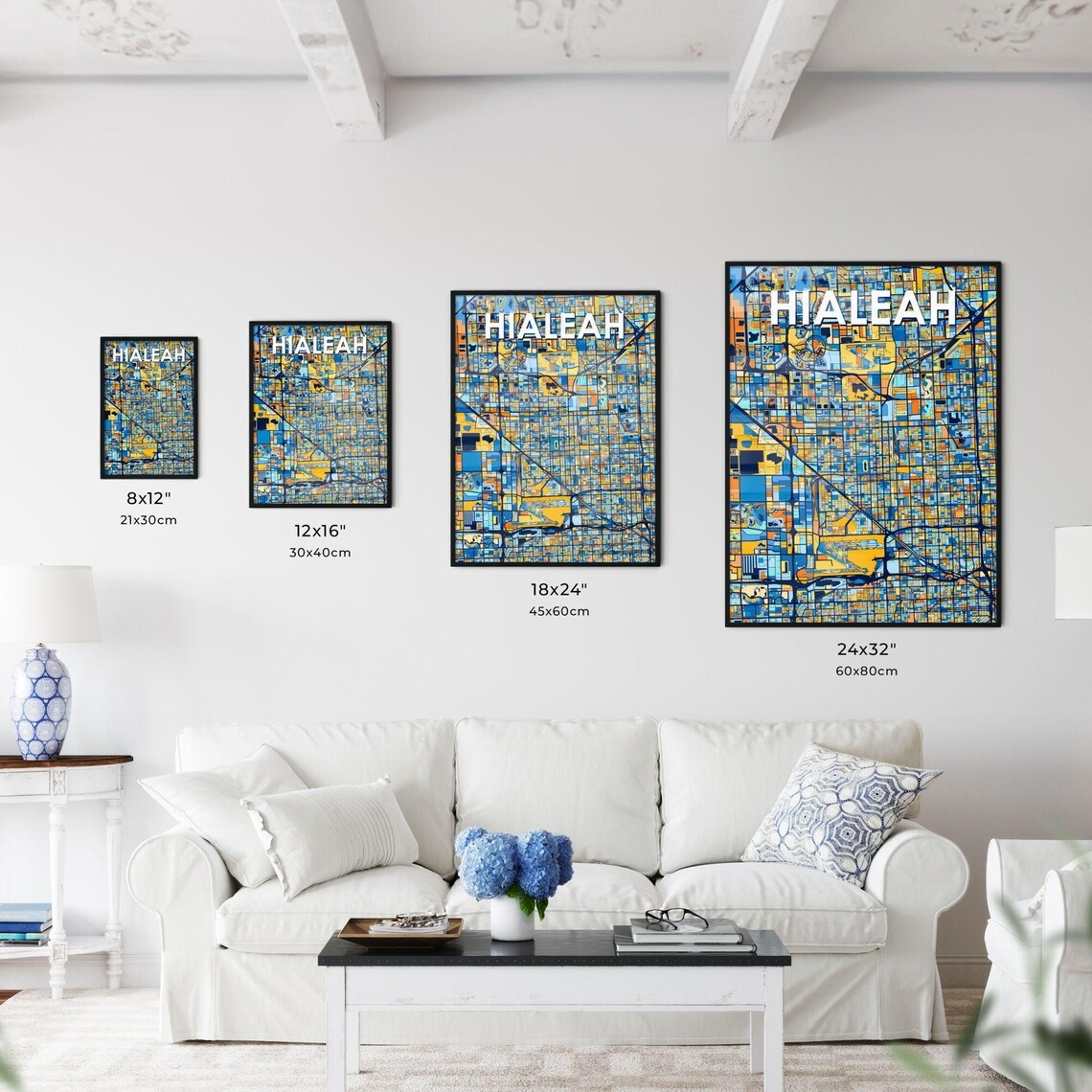 Hialeah Florida Vibrant Colorful Illustrated Street Map Art Poster - Image 3
