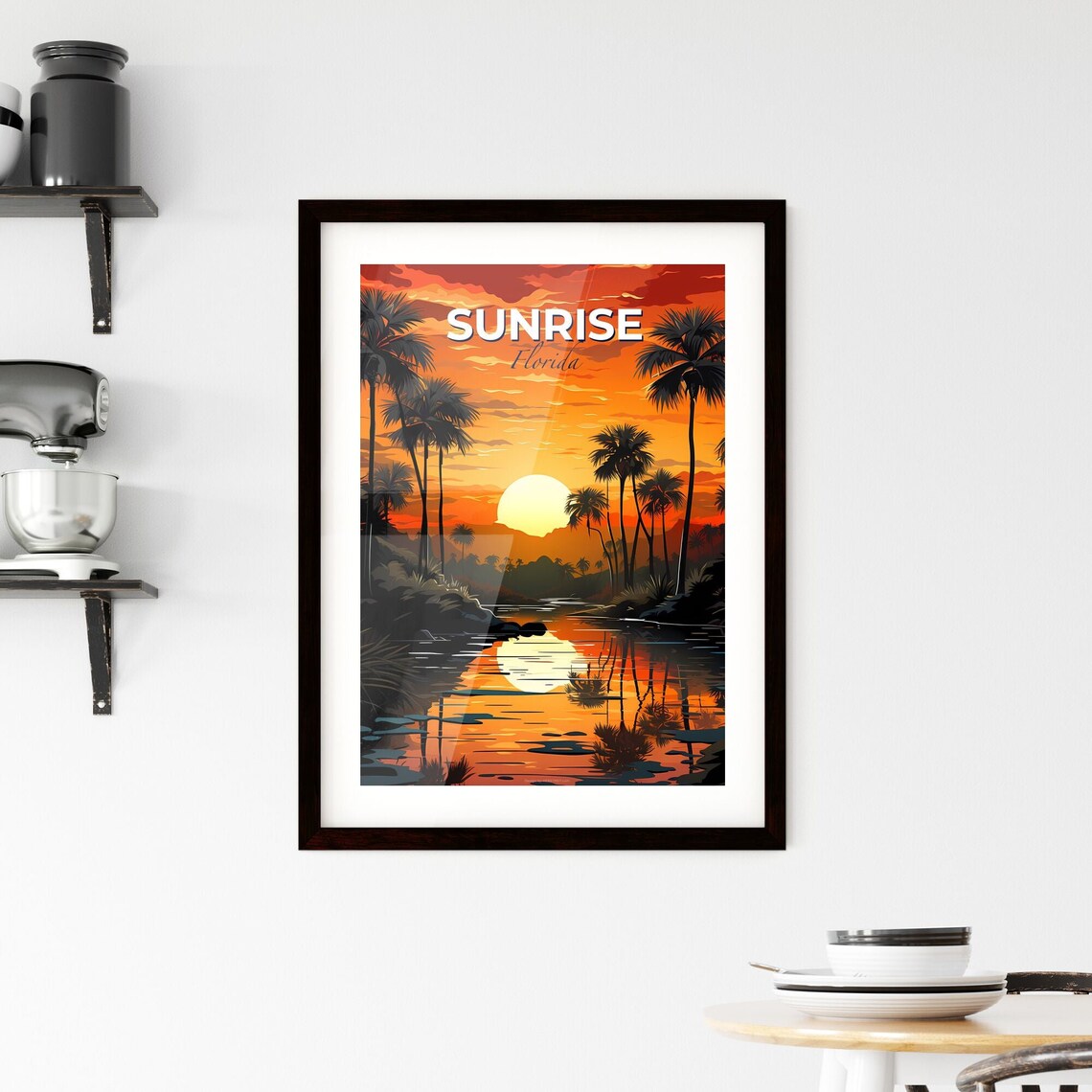Sunrise Florida Palm Tree River Sunset Vintage Travel Poster - Image 2