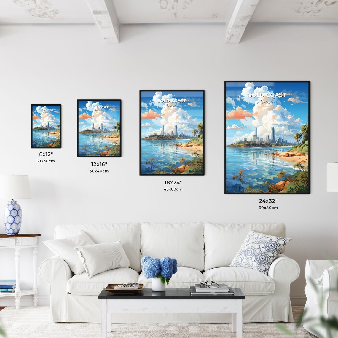 Gold Coast Australia Beachfront Skyline Palm Trees Travel Poster - Image 3