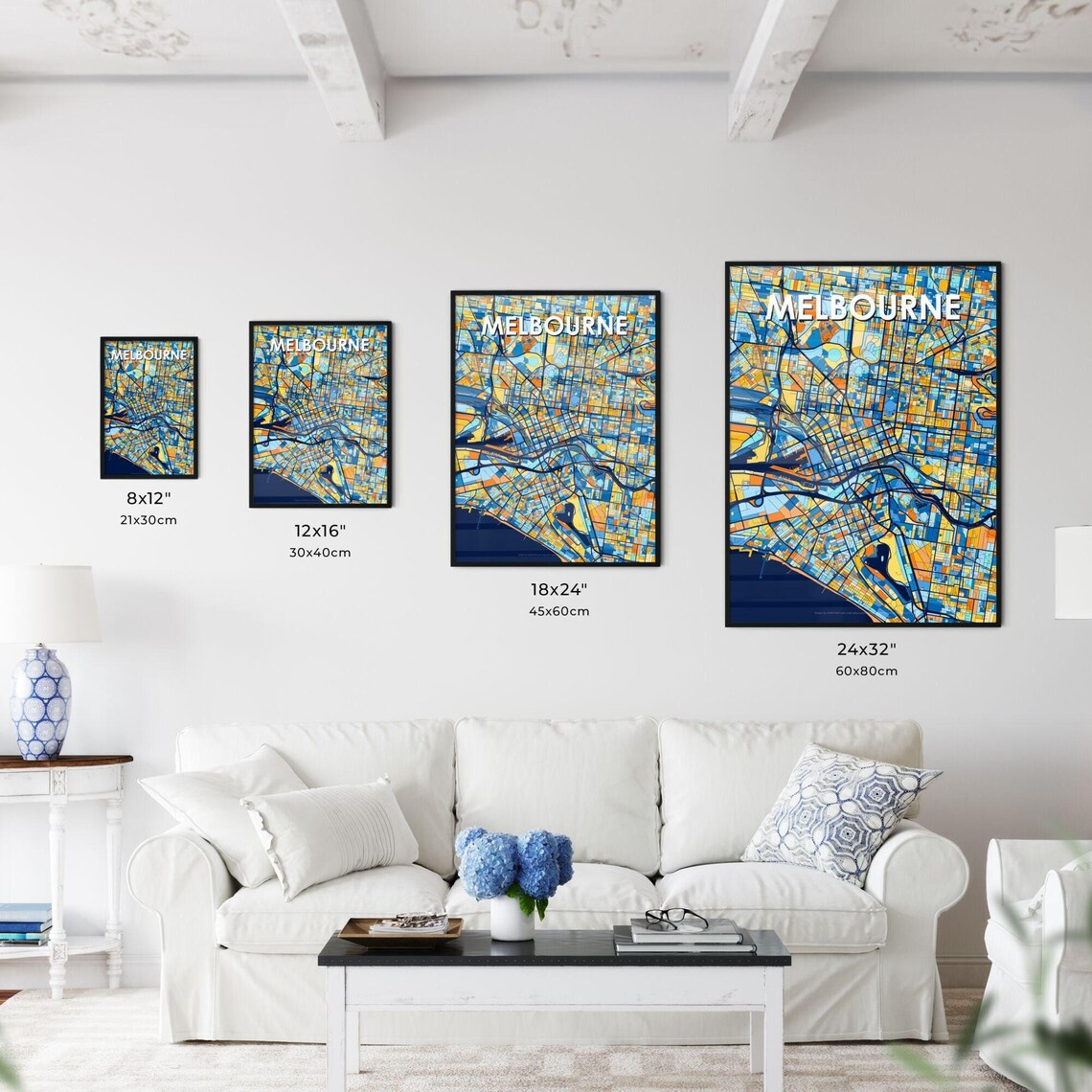 Melbourne Australia Colorful Modern City Street Map Travel Decor Poster - Image 3