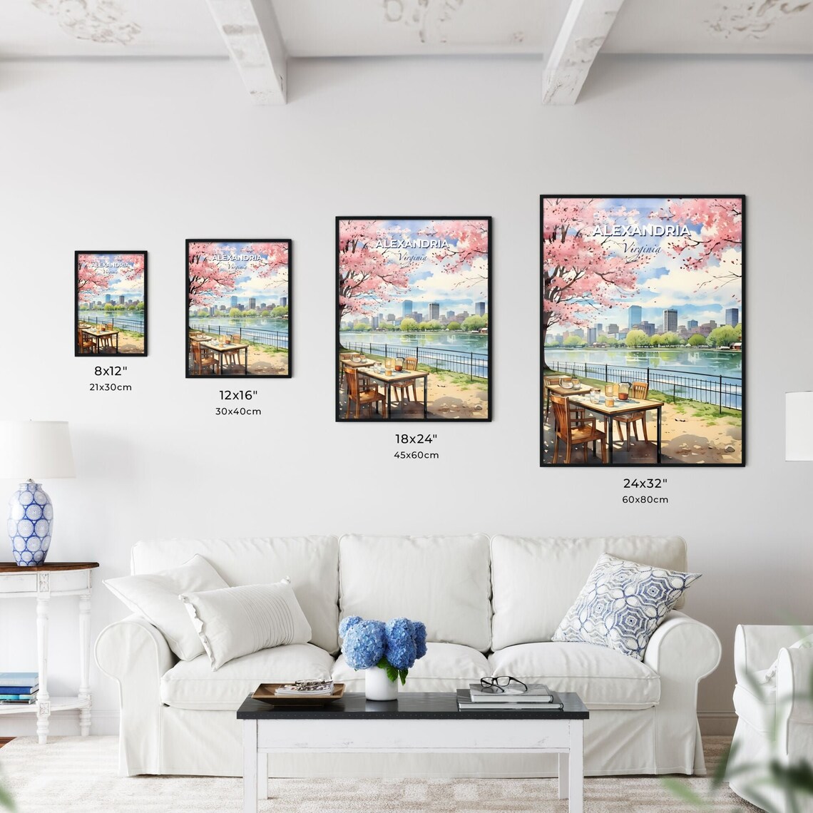 Alexandria Virginia Waterfront Cafe Cherry Blossom City View Poster - Image 3