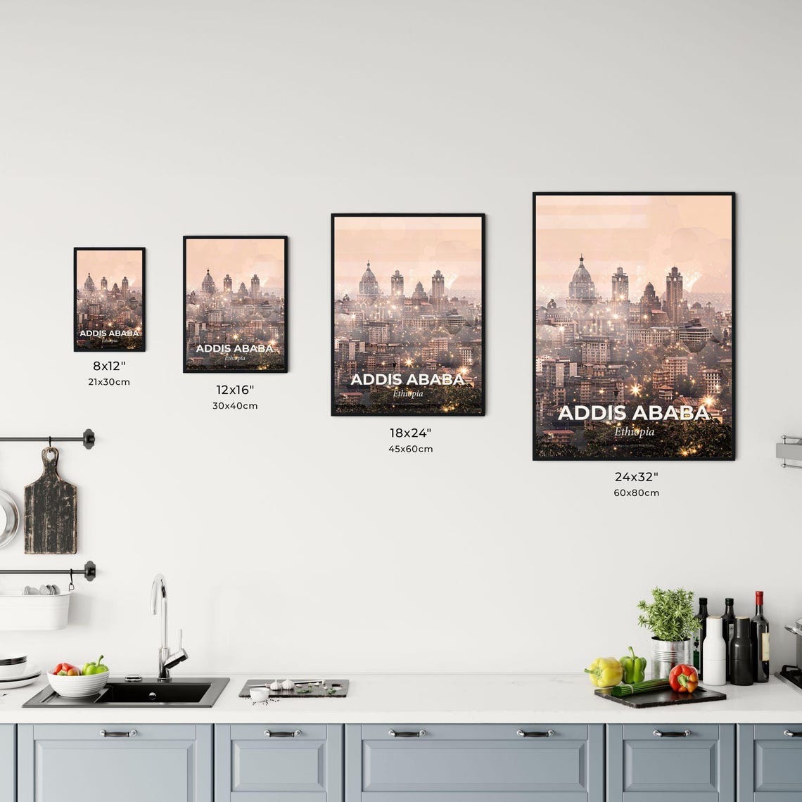 Addis Ababa Ethiopia Cathedral Skyline Golden Sparkle Poster - Image 3