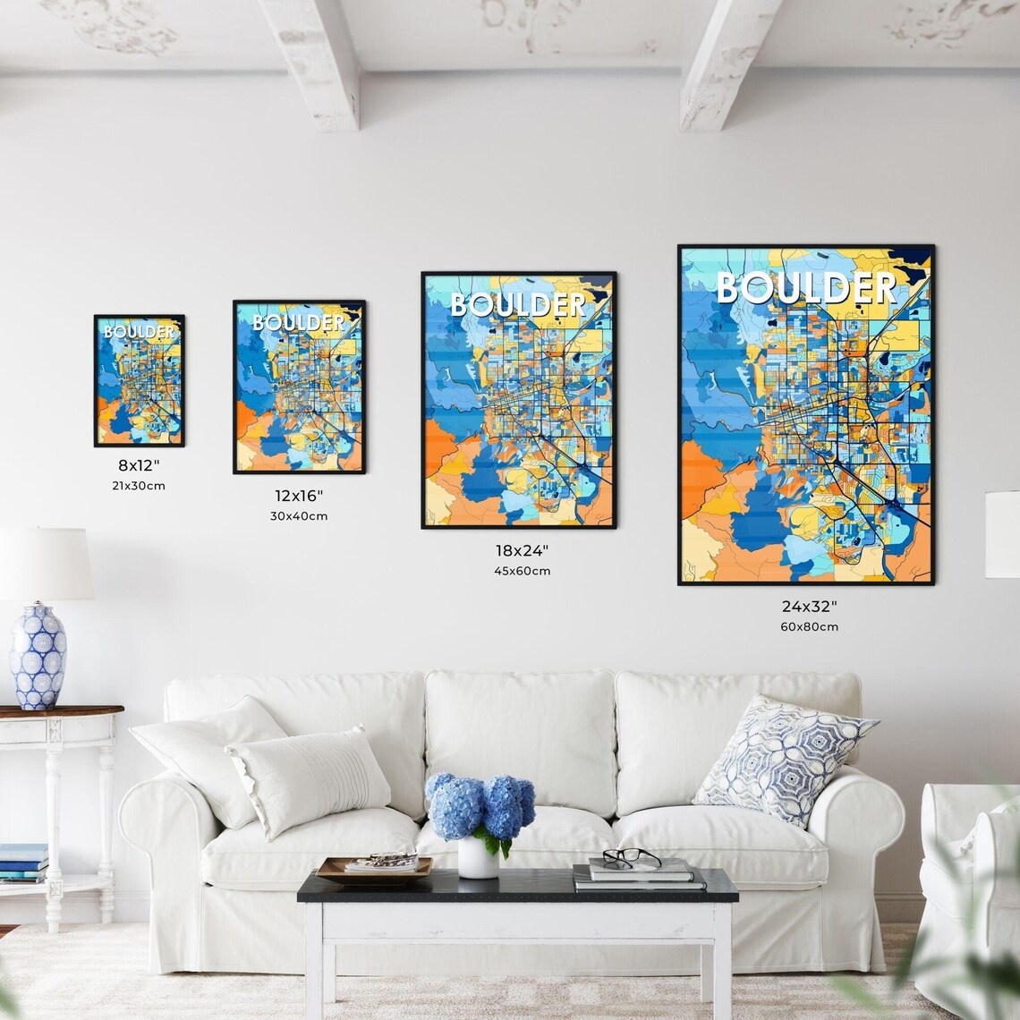 Boulder Colorado Vibrant Colorful Illustrated Street Map Art Poster - Image 3